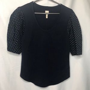 La Vie Rebecca Taylor Dhalia Dot Sleeve Top Large